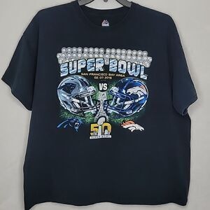 Majestic Super Bowl 50 Panthers vs. Broncos T Shirt Size 2XL